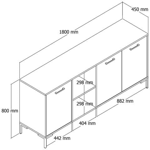 Aura Madia Con 3 Ante E 2 Nicchie In Effetto Legno E Finitura Metallo Nero 180x80cm - Foto 2