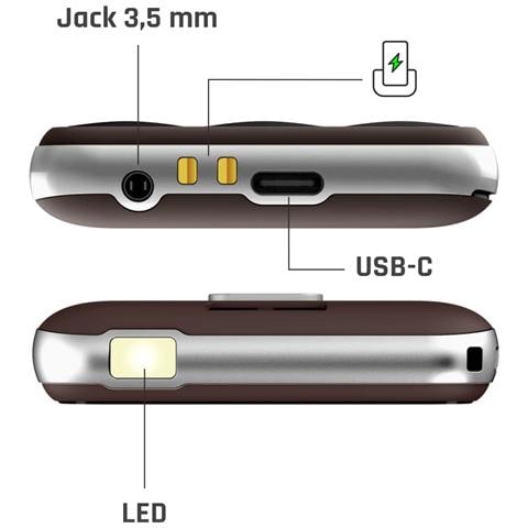 Telefono Senior Con Tasti Sos 18 Giorni Di Autonomia, Marrone - Foto 2