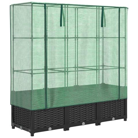 Letto Rialzato con Copertura Serra Effetto Rattan 120x40x138 cm - Foto 1