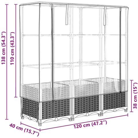 Letto Rialzato con Copertura Serra Effetto Rattan 120x40x138 cm - Foto 9