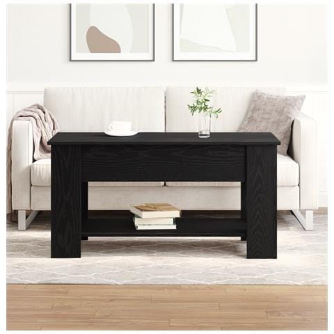 Tavolino da caffè in rovere nero - 101x49x52 cm fatto di legno ingegnerizzato - Foto 2