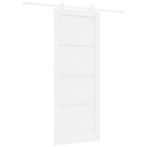 Porta scorrevole  con hardware bianco 83x211 cm in legno massello di pino, Porta interna  'ORKDAL'bianca 83x211x4 cm in legno massello di pino - Foto 1