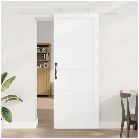 Porta scorrevole  con hardware bianco 83x211 cm in legno massello di pino, Porta interna  'ORKDAL'bianca 83x211x4 cm in legno massello di pino - Foto 2
