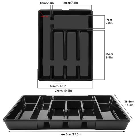 Organizzatore Per Posate Da Cassetto Regolabile Estraibile 35 X 30 Cm Nero - Foto 2