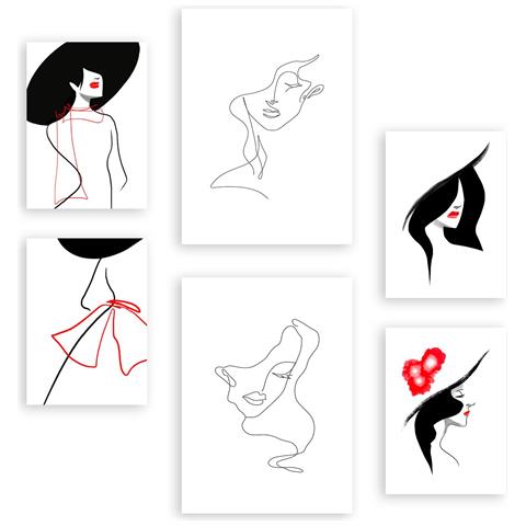 Set Di 6 Stampe Serence Beauty 1 In Dipinti Decorativi Estetici Astratti Femminili Per Il Tuo Soggiorno Di Casa A3 & A4 Senza Cornice - Foto 1