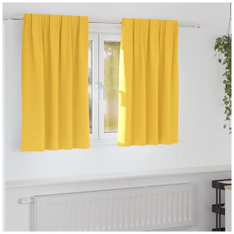 Tende con tende 2 pcs giallo senape Poliestere - Foto 2