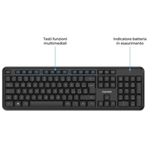 KM-811W tastiera Mouse incluso Ufficio Wireless a RF + USB QWERTY Italiano Nero - Foto 6