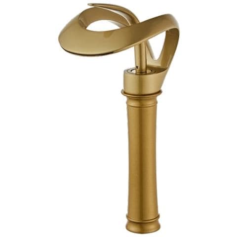 Rubinetto per lavabo da bagno, Blackswan, tipo M219, modello oro con bocca a cascata e montaggio su piano, misura 34 cm - Foto 1