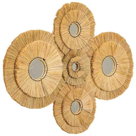 Specchio In Fibra Naturale Marrone 97x77x3h - Foto 1