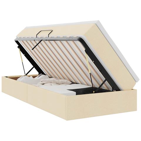 Letto con contenitore e materasso Crema 90 x 190 cm Poliestere - Foto 1