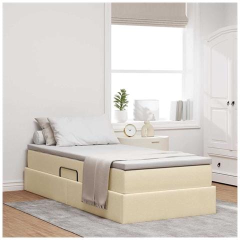 Letto con contenitore e materasso Crema 90 x 190 cm Poliestere - Foto 2