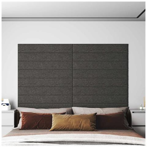 Testiera da Parete 12 pcs Grigio scuro 90 x 15 cm Tessuto - Foto 2