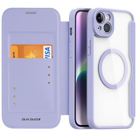 Cover con Tapa per iPhone 14 Plus - Pelle /PU, Viola, MagSafe - Foto 2