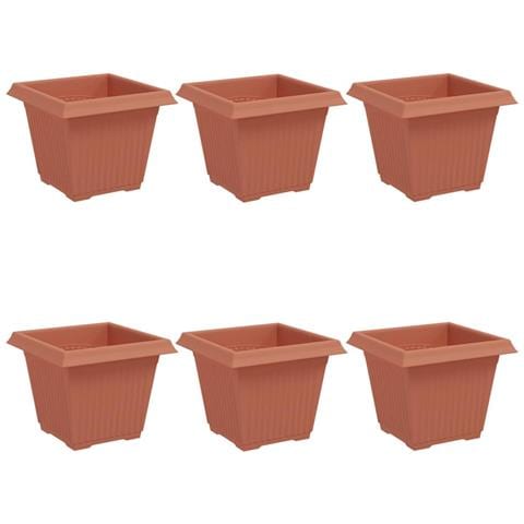 Vaso quadrato per fiori 6 pcs Rosso Mattone 33 x 33 x 26 cm - Foto 1