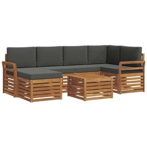 Set divani 7 pcs Naturale e Antracite Legno di Acacia Massello - Foto 1