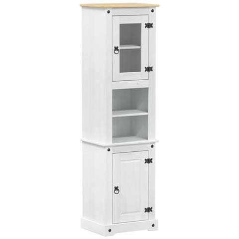 Mobile da Bagno con porta Bianco 50 x 40 x 185 cm Pino massello - Foto 1