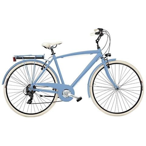 Bici Uomo Telaio Alluminio Linea Cottage Misura 28 Bicicletta Cambio 6v City Bike Vintage Completa Di Accessori Finiture Panna - 47 Azzurro Pastello Opaco - Foto 1