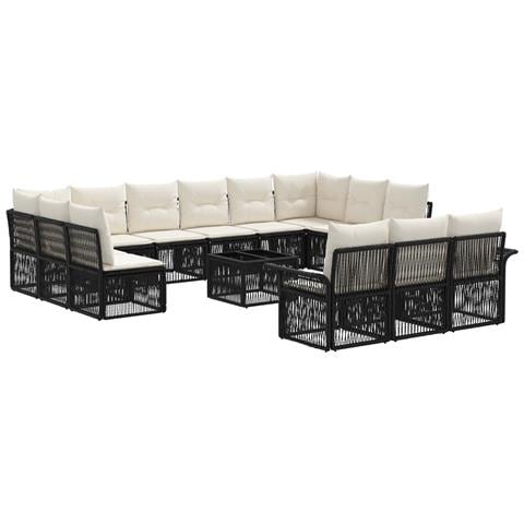 Set Divano da Giardino 14 pcs Nero polyrattan - Foto 1