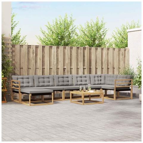 Set di divani da esterno 8 pcs Bianco e Grigio Chiaro - Foto 2