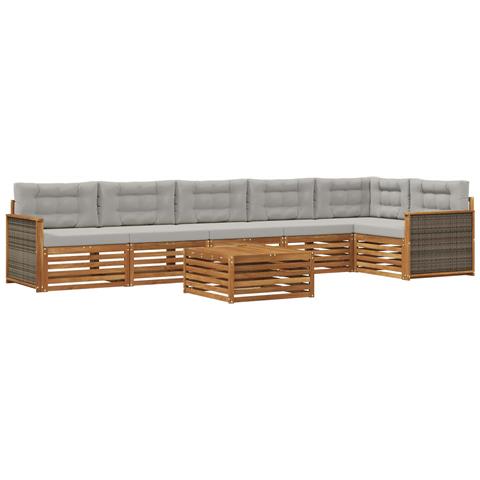 Set di divani da esterno 7 pcs Naturale e Grigio Chiaro - Foto 1