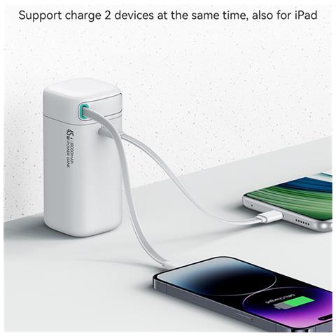Power Bank - Bianco, 18000 mAh, 45W - Foto 4
