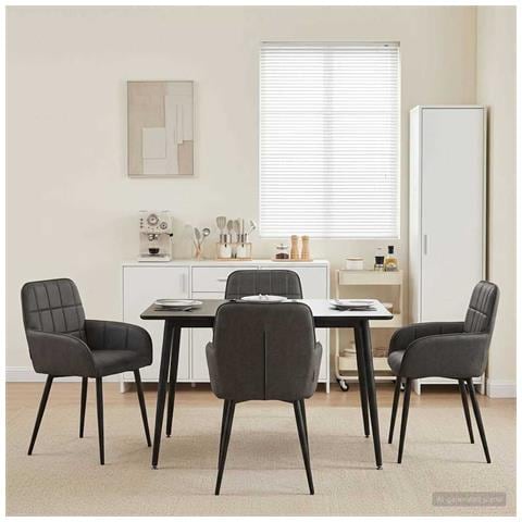 Sedie da pranzo 4 pcs Similpelle Nero 57 x 50 x 85 cm - Foto 2