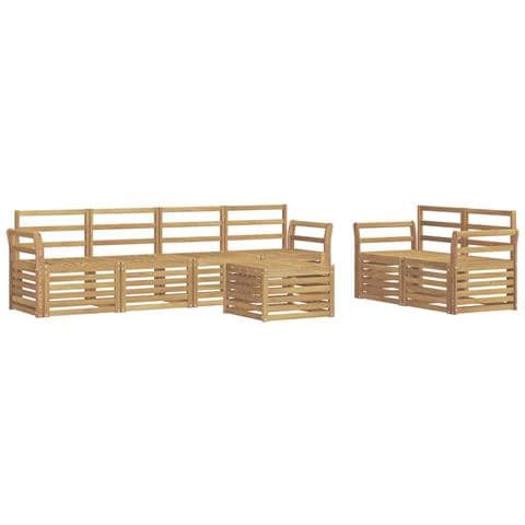 Set di divani da esterno 7 pcs Bianco Legno di Acacia Massello - Foto 1