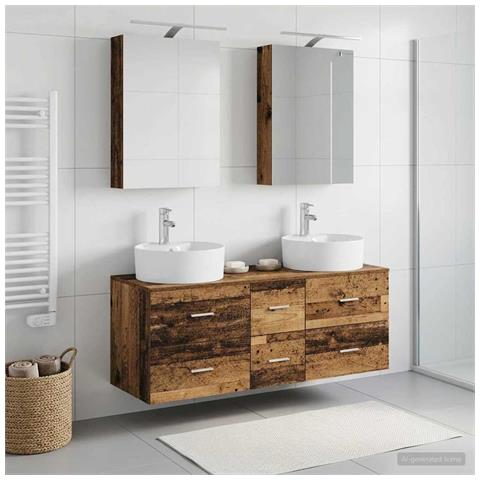 Set di mobili per il bagno 5 pcs Legno antico - Foto 2