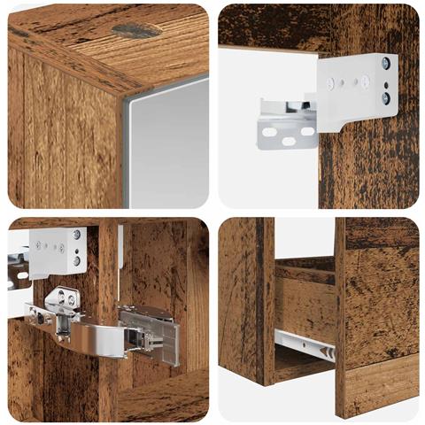 Set di mobili per il bagno 5 pcs Legno antico - Foto 9