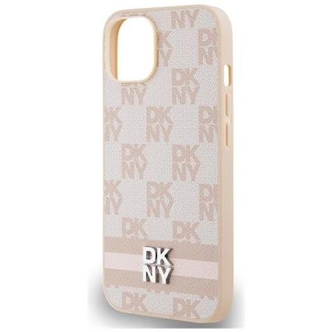 Dkny Custodia In Pelle A Quadri E Tinta Unita Con Strisce Stampate Per Iphone 15 / 14 / 13 - Rosa - Foto 7
