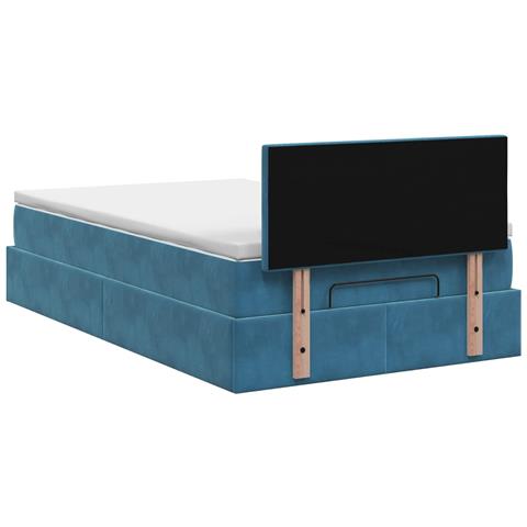 Letto ottomano con materasso Blu Scuro 120 x 190 cm Velluto - Foto 9