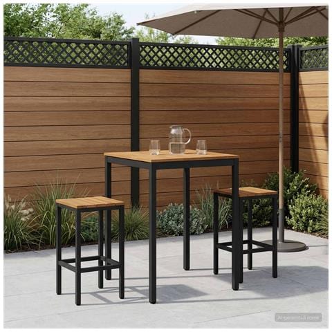 Tavolo Bar da Giardino Naturale e Nero 80 x 80,5 x 105 cm - Foto 2