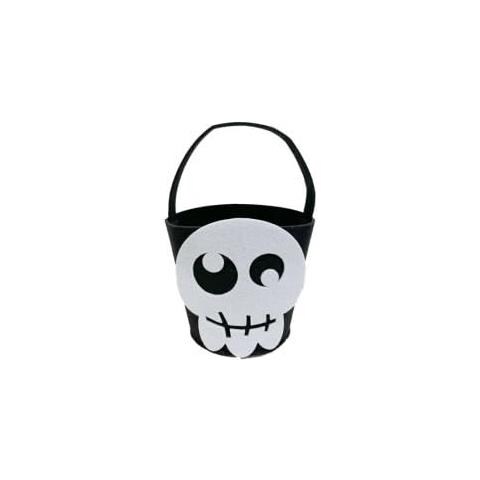 Cubo di teschio in feltro bianco-nero 20 x 18 x 18,50 cm. - Foto 1