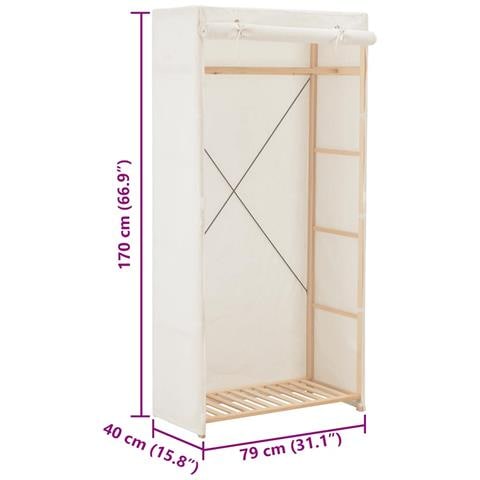 Armadio Bianco 79x40x170 Cm In Tessuto - Foto 2