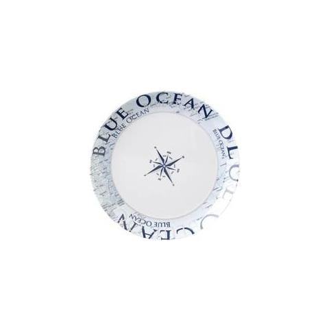 Piatto Piano Melamina Blue Ocean Cm 25 Bianco Decorato - Foto 1