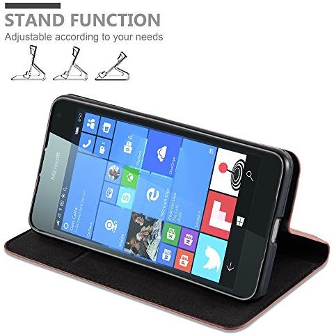 Custodia Compatibile Con Nokia Lumia 650 In Marrone Cappuccino - Coperchio Protettiva Con Chiusura Magnetica, Funzione Stand E Tasca Per Le Carte - Foto 2