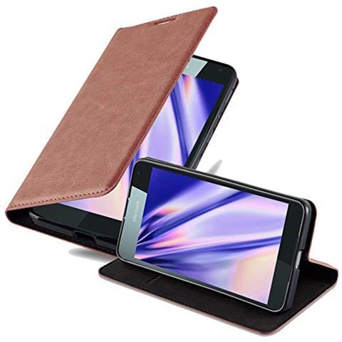 Custodia Compatibile Con Nokia Lumia 650 In Marrone Cappuccino - Coperchio Protettiva Con Chiusura Magnetica, Funzione Stand E Tasca Per Le Carte - Foto 1