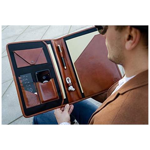 Tempo Resistenza A Mano Crafted Pieno Fiore In Pelle Del Cuoio Del Supporto Dellorganizzatore Portfolio Holder Laptop (ambra) - Foto 2