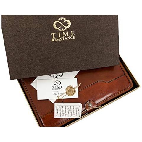 Tempo Resistenza A Mano Crafted Pieno Fiore In Pelle Del Cuoio Del Supporto Dellorganizzatore Portfolio Holder Laptop (ambra) - Foto 4