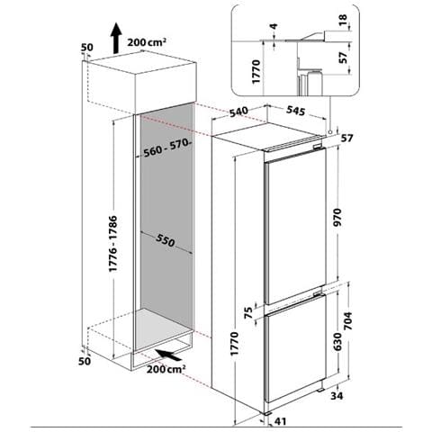Frigorifero Combinato da Incasso WHC18 T573 6° Senso Classe D Capacità Netta 250 Litri - Foto 10