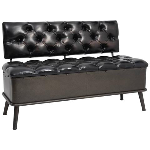 Cassapanca con Schienale 110 cm Nera in Similpelle - Foto 1