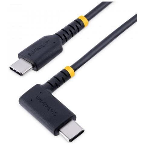 Cavo di Ricarica USB-C a 90° da 30cm - Cavetto di Ricarica Veloce USB Tipo-C per uso intensivo - Cavo Dati USB 2.0 Type-C a C in Resistente Fibra Aramidica - PD 60W 3A - Nero - Foto 1