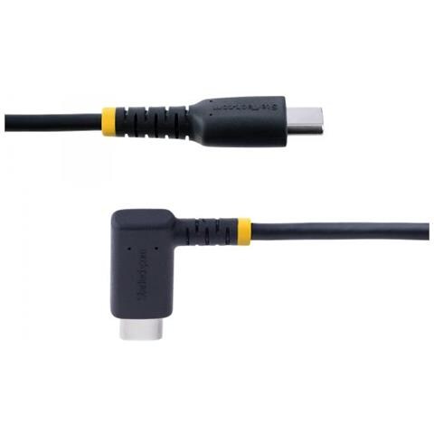 Cavo di Ricarica USB-C a 90° da 30cm - Cavetto di Ricarica Veloce USB Tipo-C per uso intensivo - Cavo Dati USB 2.0 Type-C a C in Resistente Fibra Aramidica - PD 60W 3A - Nero - Foto 2