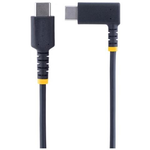 Cavo di Ricarica USB-C a 90° da 30cm - Cavetto di Ricarica Veloce USB Tipo-C per uso intensivo - Cavo Dati USB 2.0 Type-C a C in Resistente Fibra Aramidica - PD 60W 3A - Nero - Foto 3