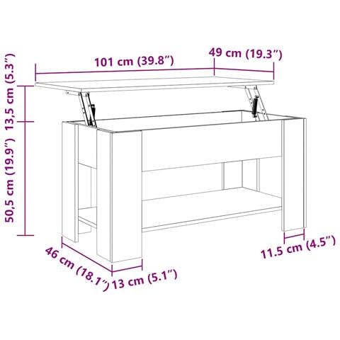 Tavolino Da Salotto Bianco 101x49x52 Cm In Legno Multistrato - Foto 2