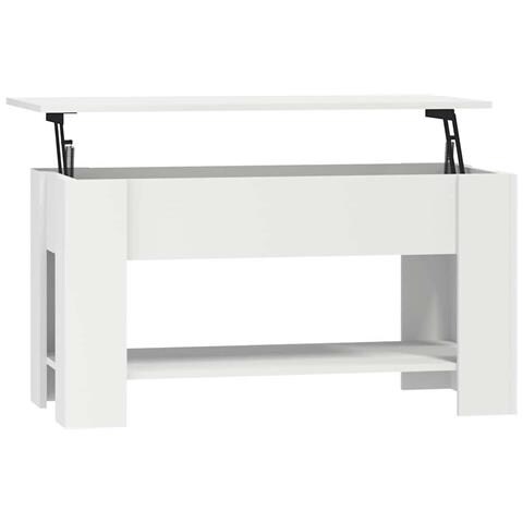 Tavolino Da Salotto Bianco 101x49x52 Cm In Legno Multistrato - Foto 1