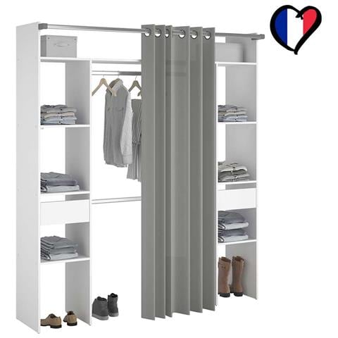 Elysee Armadio A Vista, Tenda, 2 Barre Appendiabiti, 6 Ripiani, 2 Cassetti - Foto 7