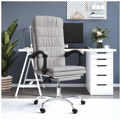 Poltrona da Ufficio Reclinabile Tortora in Tessuto - Foto 10