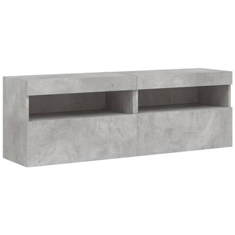 Mobili Tv A Parete Con Luci Led 2pz Grigio Cemento 60x30x40 Cm - Foto 3