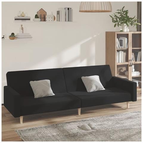 Divano Letto A 2 Posti Nero In Tessuto - Foto 1